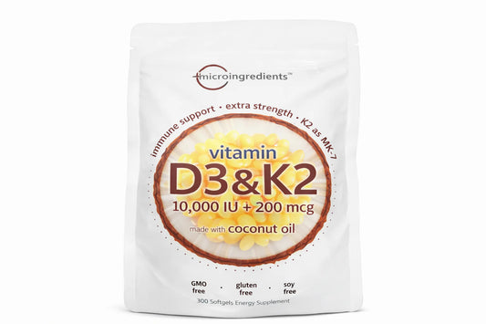 Cura Continua Vitamin D3 + K2 – 10,000 IU D3 / 200 Mcg K2 – 300 Softgels