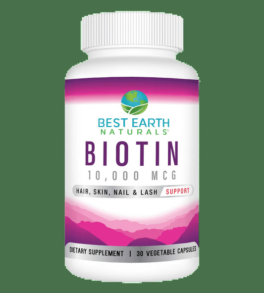 Biotin 10,000 Dietary Supplement Hair Skin Nail and Lash Support 30 Count